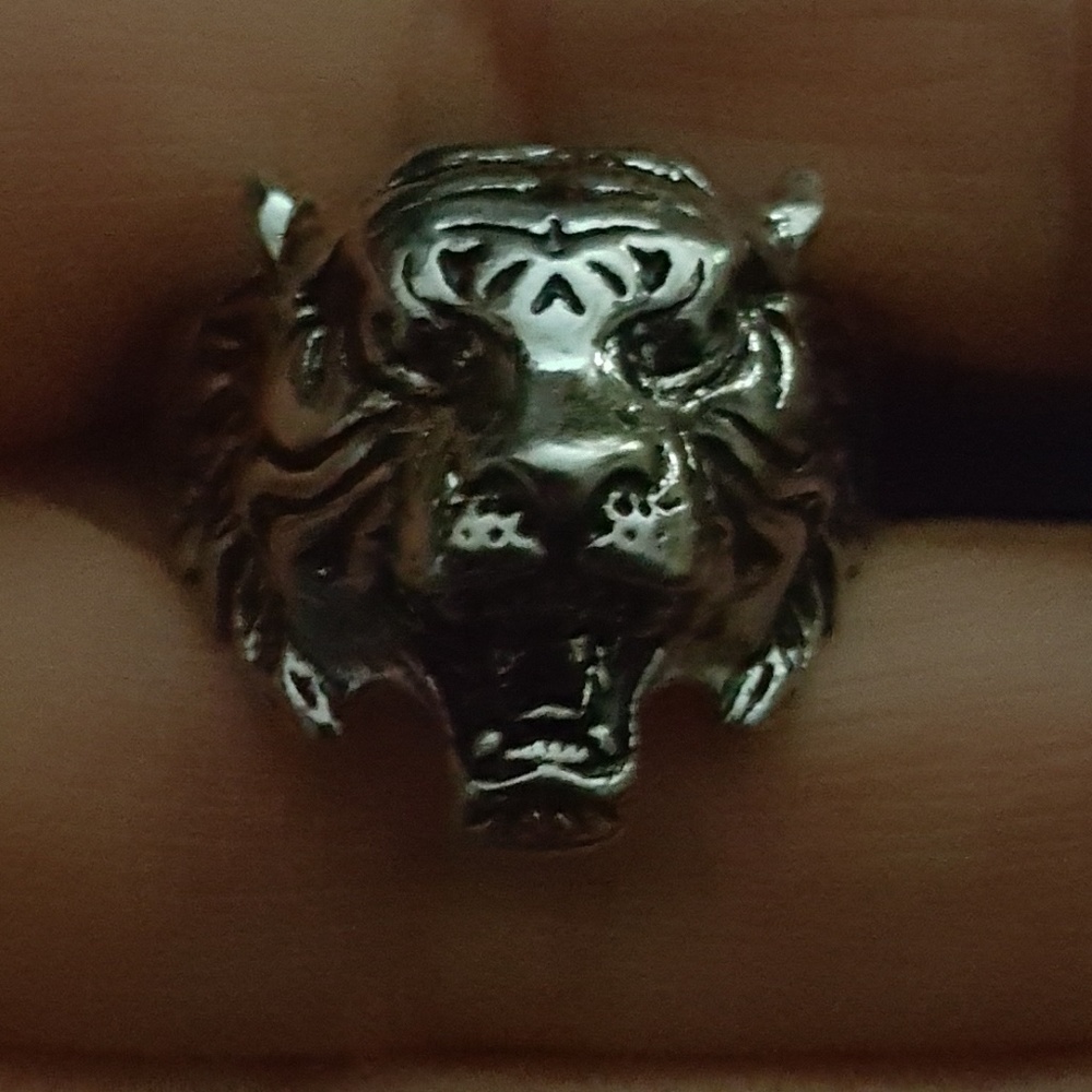 Sale- TigerRing Handmade detail Antique-Patina Tibetan Silver, Stainless, Bronze